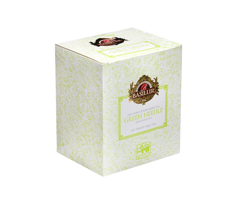 TEAK WOODEN BOX-UNFLAVORED GREEN TEA-SILVER GREEN NEEDLE-200G