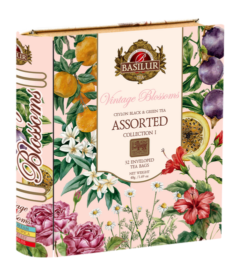 Vintage Blossom Tea Book - 32 Enveloped Tea Bags - 4 Flavours