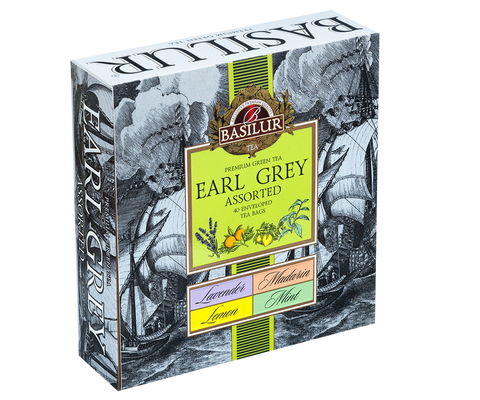 Basilur Earl Grey Collection - Assorted Green Teas - 40 Enveloped tea Bags
