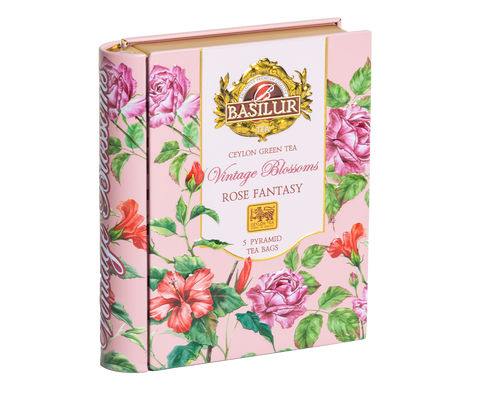 Mini Tea Book -Vintage Blossoms - Rose Fantasy - 5 Pyramid Tea Bags