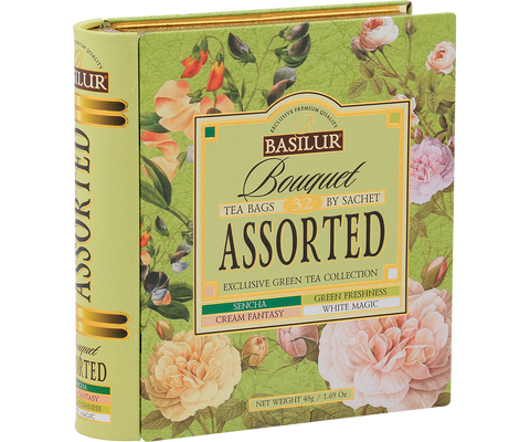 Bouquet Exclusive Green Tea Book - 32 Enveloped Tea Bags - 4 Flavours