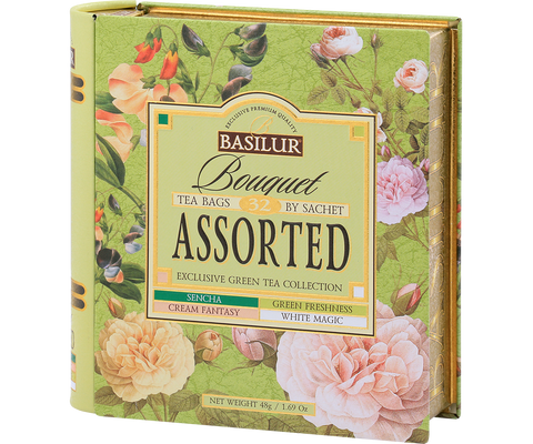 Bouquet Exclusive Green Tea Book - 32 Enveloped Tea Bags - 4 Flavours