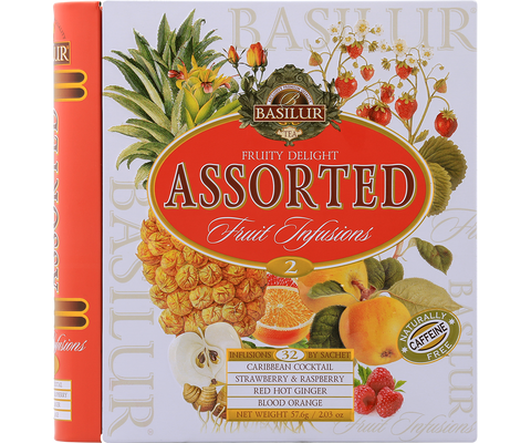 Assorted Fruity Delights Tea Book - 32 Enveloped Tea Bags - 4 Flavours