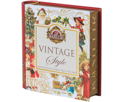 Vintage Style Tea Book - 32 Enveloped Tea Bags - 4 Flavours