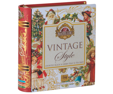 Vintage Style Tea Book - 32 Enveloped Tea Bags - 4 Flavours