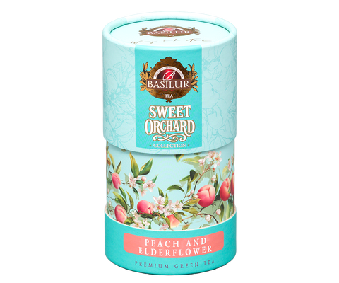 Basilur Sweet Orchard Peach & ElderFlower - 75g Loose Leaf Green Tea