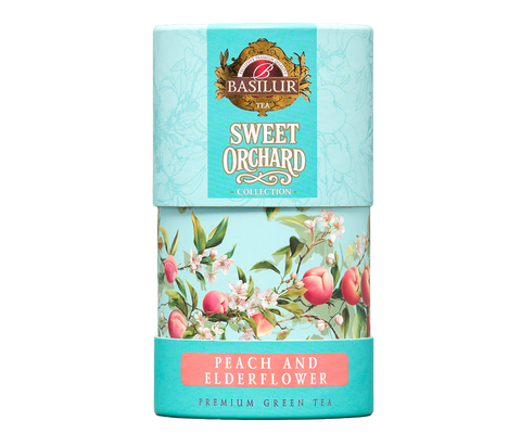 Basilur Sweet Orchard Peach & ElderFlower - 75g Loose Leaf Green Tea