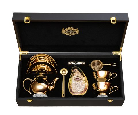 Basilur Golden Tea Set - Ultra Luxury Wooden Tea Presenter