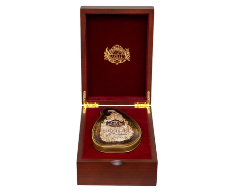 Basilur Wooden Gift Box with an Island of Tea Tin - Ceylon Gold Tea