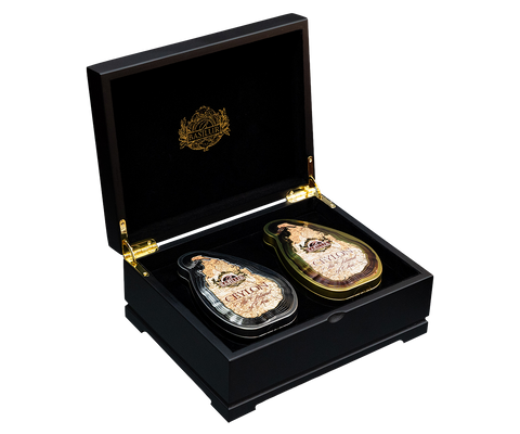 Basilur Wooden Gift Box with Two Island of Tea Tins - Earl Grey and Gold